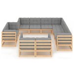 Salon de jardin meuble d'extérieur ensemble de mobilier 11 pièces avec coussins bois de pin massif 02_0015311