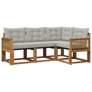 vidaXL Ensemble de canapés d'extérieur 4 pc Naturel et gris clair