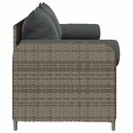 vidaXL Canapé de jardin avec coussins 3 places gris résine tressée