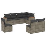 vidaXL Salon de jardin 8 Pièces avec coussins gris résine tressée