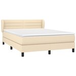 vidaXL Sommier à lattes de lit avec matelas Crème 140x200 cm Tissu