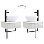 vidaXL Basin de lavage mural Blanc brillant 40 x 35 x 39 cm