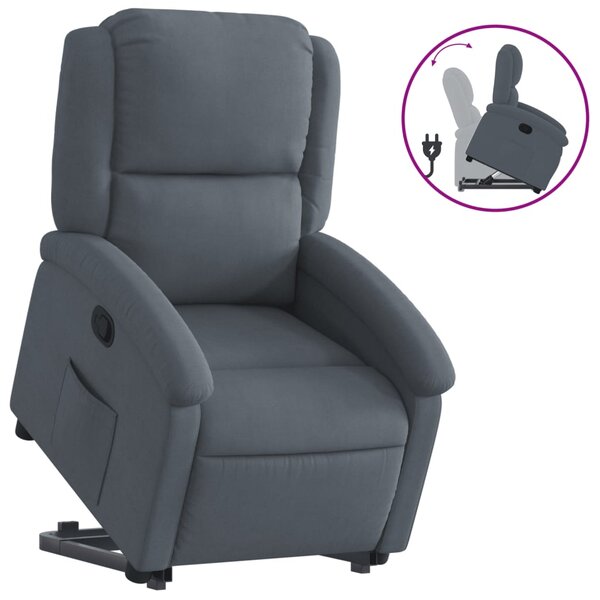 vidaXL Fauteuil inclinable Gris foncé Velours
