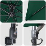 vidaXL Parasol de patio Vert Polyester 300 cm x 300 cm Pliable