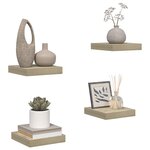 vidaXL Étagères murales flottantes 4 Pièces chêne 23x23 5x3 8 cm MDF