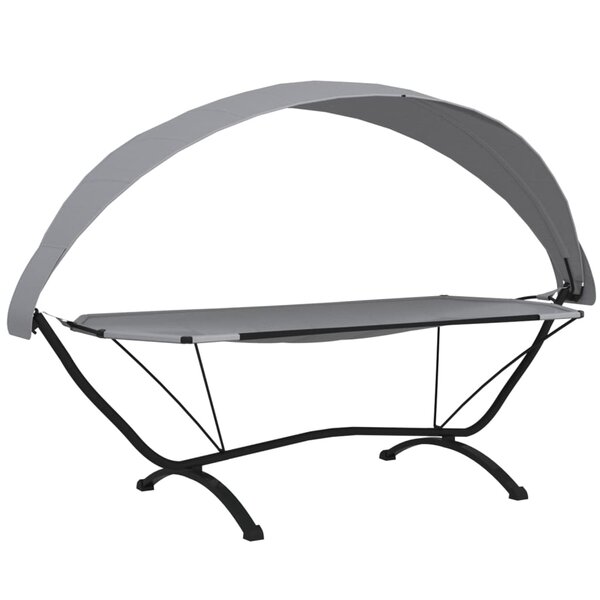 vidaXL Lit de repos d'extérieur avec auvent Gris Acier et tissu Oxford