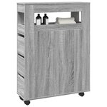 vidaXL Meuble étroit de salle de bain à roulettes sonoma gris