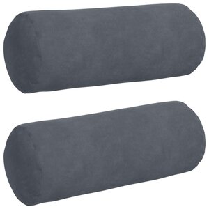 vidaXL Coussins d'accent 2 Pièces Gris foncé Ø 15 x 40 cm