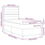 vidaXL Lit à ressort LED avec matelas Gris foncé 100 x 200 cm tissu