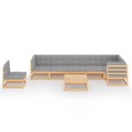 vidaXL Salon de jardin 8 Pièces avec coussins Bois de pin massif