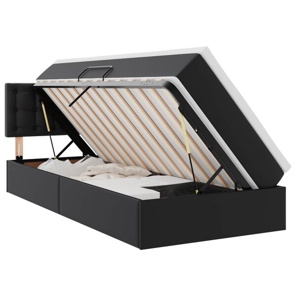 vidaXL Lit avec rangement et matelas Noir 90 x 190 cm Simili cuir