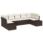 vidaXL Ensemble de canapé de jardin avec coussin 7 Pièces Marron et crème