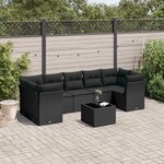 vidaXL Salon de jardin 8 Pièces avec coussins noir résine tressée