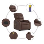 vidaXL Fauteuil inclinable de massage Marron Similicuir