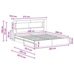 vidaXL Cadre de lit avec rangement avec tiroir Gris béton 200 x 200 cm