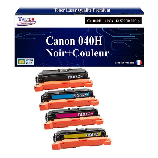 T3AZUR -Lot de 4 Toners compatibles avec Canon 040 H pour Canon LBP-710Cx  LBP-712Cdn  LBP-712Cx