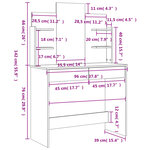 vidaXL Coiffeuse avec miroir sonoma gris 96x39x142 cm