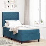 vidaXL Lit Box Spring avec Matelas & LED Bleu Foncé 90x190 cm Velours