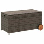 vidaXL Boîte de rangement de jardin et roues gris 190L résine tressée