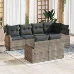 vidaXL Ensemble de canapé de jardin avec coussin 7 Pièces Gris Poly rotin