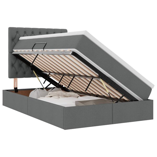 vidaXL Lit avec rangement et matelas Gris foncé 120 x 200 cm tissu