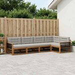 vidaXL Ensemble de canapés d'extérieur 6 Pièces Naturel et Gris clair