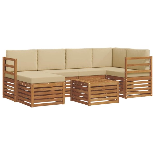 vidaXL Ensemble de canapés d'extérieur 7 pc Naturel et Beige Polyester