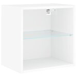 vidaXL Tables de chevet murales avec lumières LED 2 Pièces blanc