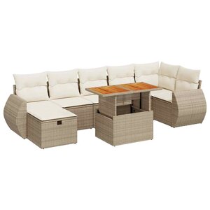 vidaXL Salon de jardin avec coussins 5 Pièces beige résine tressée acacia
