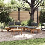 vidaXL Ensemble de banc de jardin avec coussin 3 Pièces Marron et gris