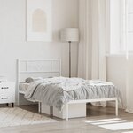 vidaXL Cadre de lit métal sans matelas avec tête de lit blanc 90x200cm