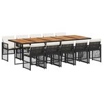 vidaXL Ensemble à manger de jardin 11 Pièces coussins noir résine tressée