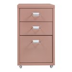 Caisson de bureau armoire meuble de rangement à roulettes acier 48 x 28 x 41 cm marron clair 03_0009120