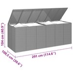 vidaXL Boîte à coussins de jardin Résine tressée 291x100 5x104 cm Gris