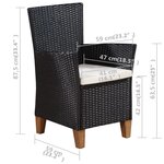 vidaXL Chaises d'extérieur lot de 2 avec coussins Résine tressée Noir