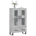 vidaXL Buffet haut gris béton 69 5x31x115 cm bois d'ingénierie