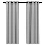 vidaXL Rideaux occultants Aspect lin avec œillets 2 Pièces Gris 140x175cm