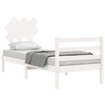 vidaXL Cadre de lit avec tête de lit blanc simple bois massif