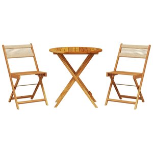 vidaXL Ensemble de bistro 3 Pièces beige polypropylène et bois massif