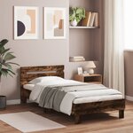 vidaXL Cadre de lit sans matelas avec tête de lit chêne fumé 90x190 cm