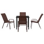 vidaXL Ensemble de salle à manger de jardin 5 pièces en Textilène marron et acier