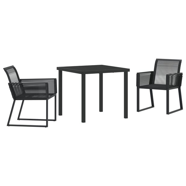 vidaXL Ensemble de Salle à Manger de Jardin 3 Pièces Noir Poly Rattan