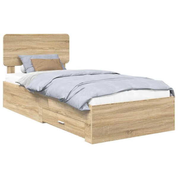 vidaXL Cadre de lit Chêne Sonoma 75 x 190 cm Bois d'ingénierie