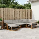 vidaXL Ensemble de canapés d'extérieur 6 Pièces Naturel et gris clair