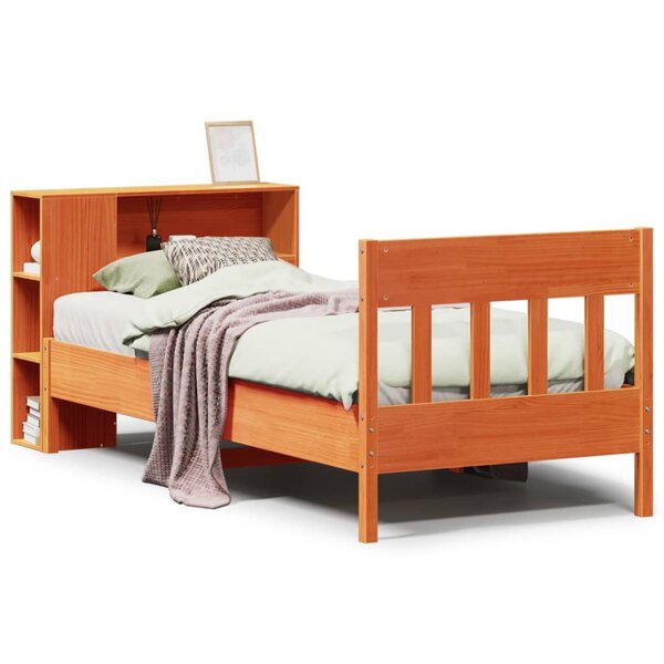 vidaXL Lit bibliothèque sans matelas cire marron 75x190 cm pin massif
