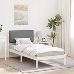 vidaXL Cadre de lit avec tête de lit rembourrée Gris clair 75 x 190 cm