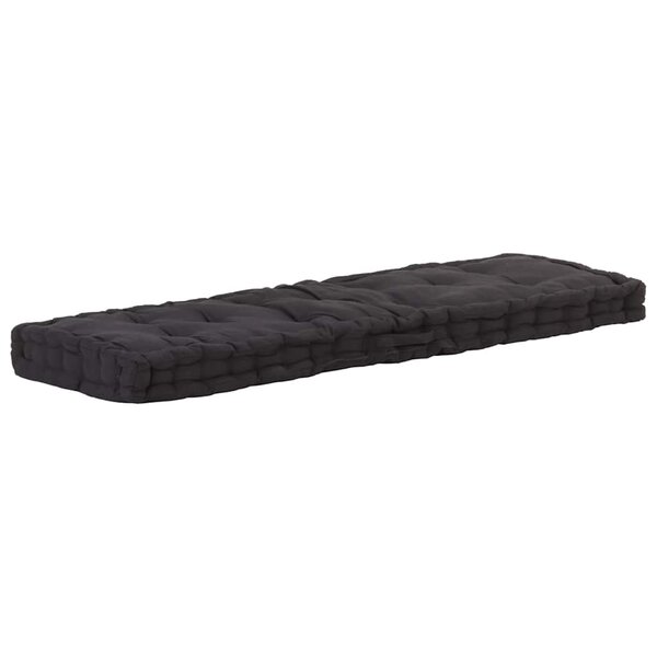 vidaXL Coussin de plancher de palette Coton 120x40x7 cm Noir