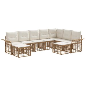 vidaXL Ensemble de canapés d'extérieur 9 Pièces Blanc Naturel et Crème
