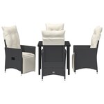 vidaXL Ensemble de salle à manger de jardin 5 pièces avec coussins en rattan poly noir
