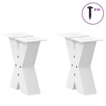 vidaXL Pieds de table basse en forme de X  2 pièces  blanc  30 x (30-31) cm  acier